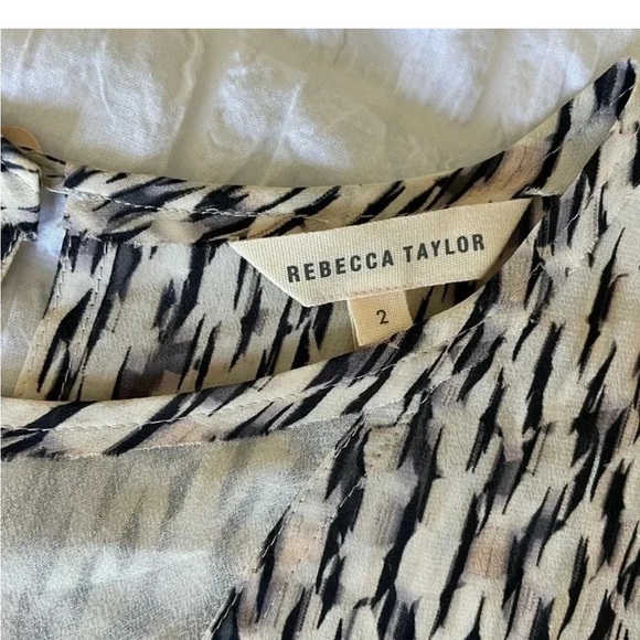 Rebecca Taylor Mirage silk  Black and beige Sleeveless Cut Out Blouse - Picture 3 of 12